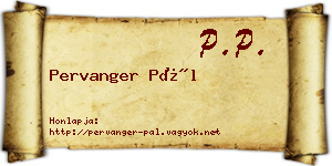 Pervanger Pál névjegykártya